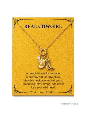 Western Cowboy Boot Hat Pendant Necklace Stainless Steel